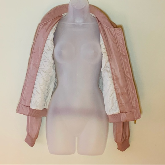 NWOT RARE - Pimkie - Rose Colored Satin Bomber Jacket - Sz. S - Picture 3 of 11